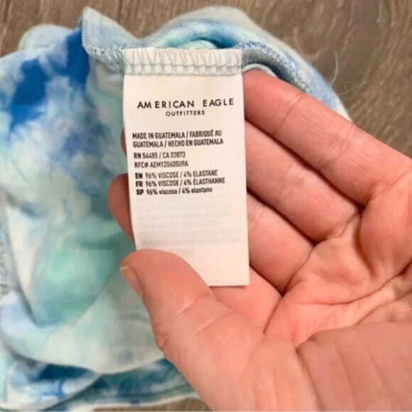 American Eagle Women’s Tube Cropped Top Blue Tie Dye Bandeau Size Small - Picture 8 of 11